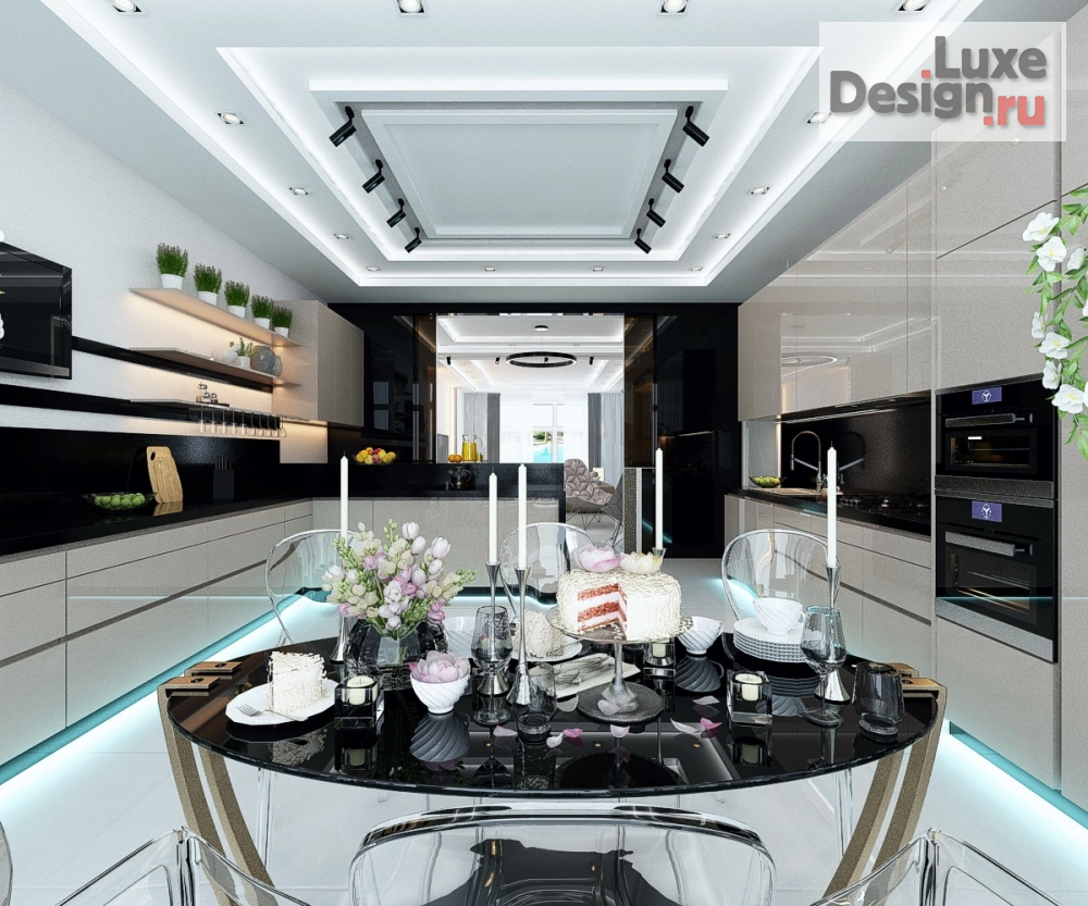 Дизайн интерьера загородного дома "Кухня в частном домовладении - вар.2" (фото 1)