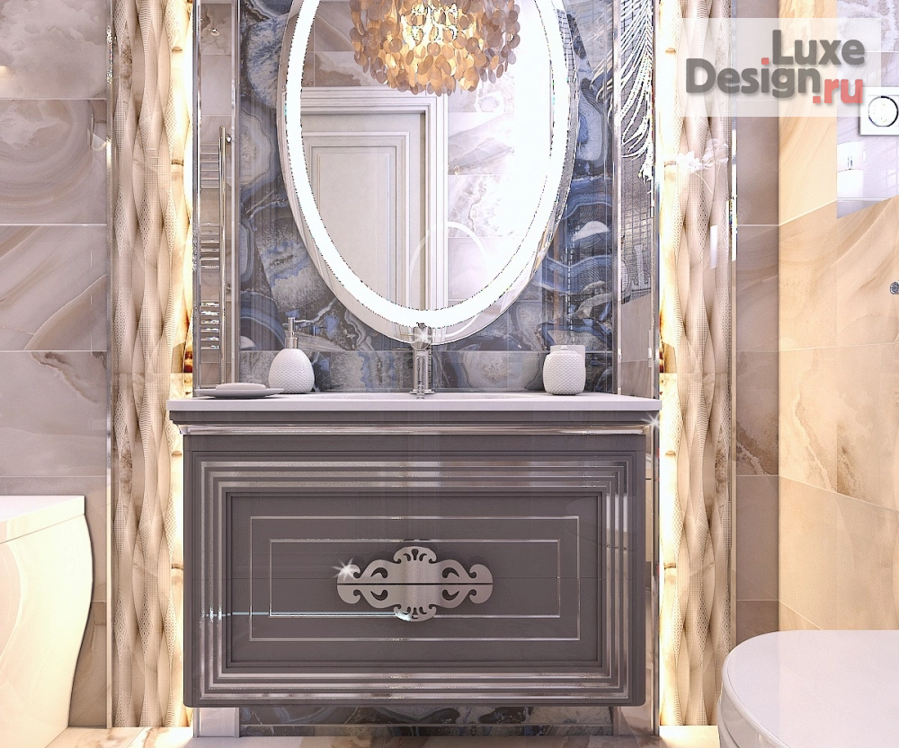 Дизайн интерьера ванной "Ванная комната в 3-комнатной квартире" (фото 3)