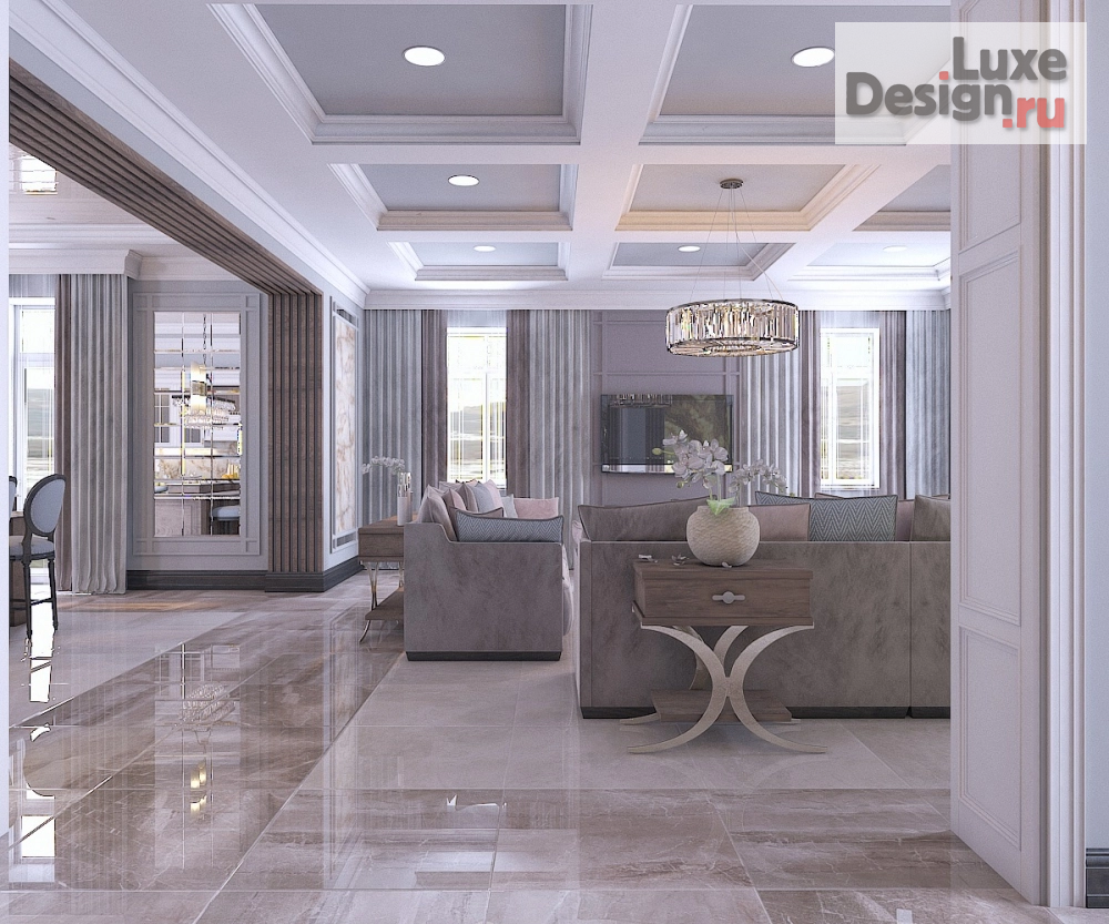 Дизайн интерьера загородного дома "Кухня-гостиная в частном домовладении (КЧР)" (фото 3)