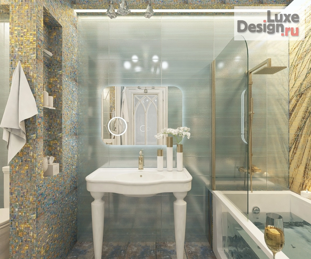 Дизайн интерьера ванной "Ванная комната в 3-комнатной квартире" (фото 3)