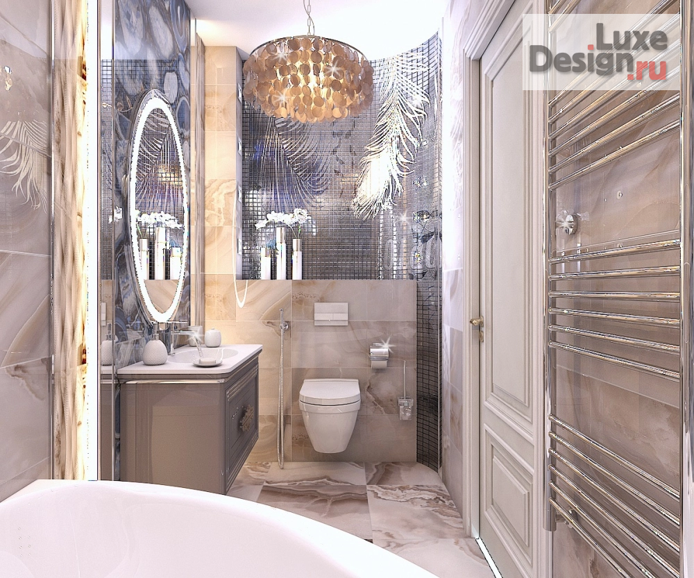 Дизайн интерьера ванной "Ванная комната в 3-комнатной квартире" (фото 4)