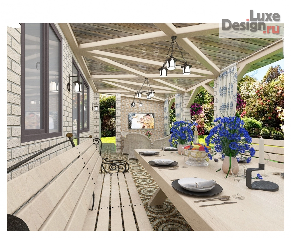 Дизайн интерьера загородного дома "терраса в частном домовладении" (фото 4)