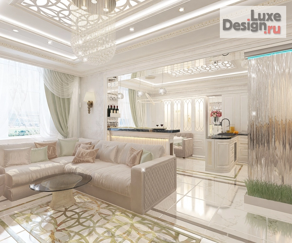 Дизайн интерьера четырехкомнатной квартиры "Кухня-гостиная в 4-комнатной квартире" (фото 4)