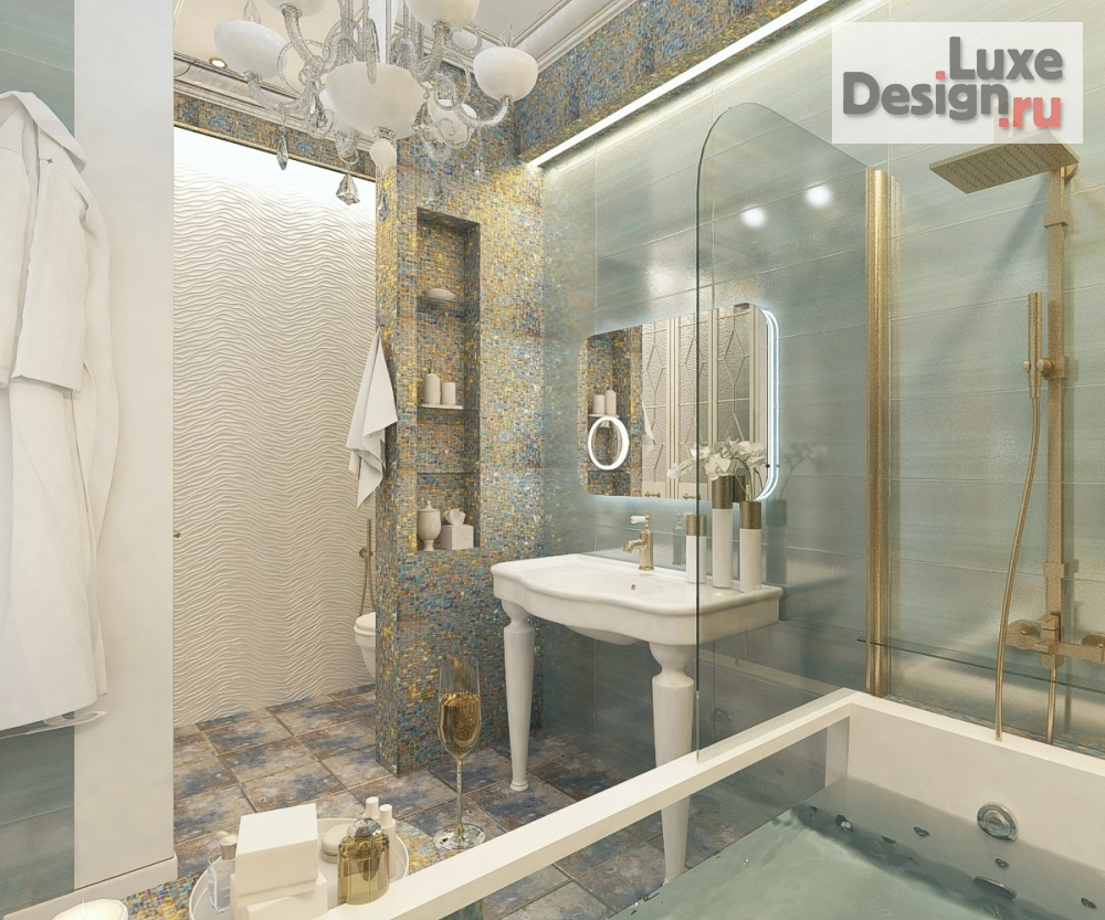 Дизайн интерьера ванной "Ванная комната в 3-комнатной квартире" (фото 4)