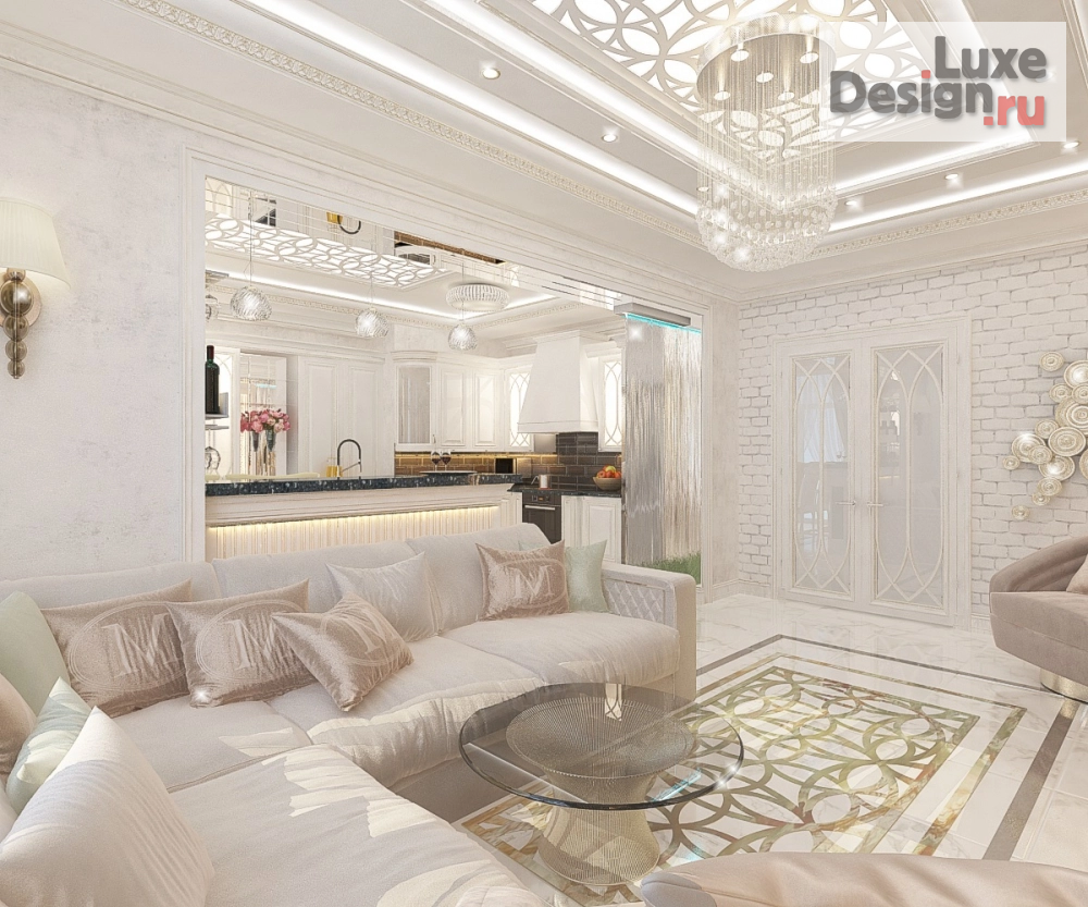 Дизайн интерьера четырехкомнатной квартиры "Кухня-гостиная в 4-комнатной квартире" (фото 5)