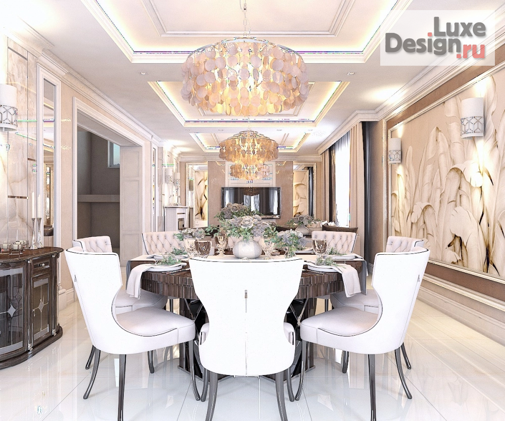 Дизайн интерьера гостиной "Столовая группа в гостиной в частном домовладении  " (фото 2)