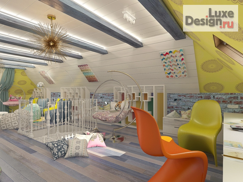 Дизайн интерьера мансарды "мансарда в частном домовладении" (фото 6)