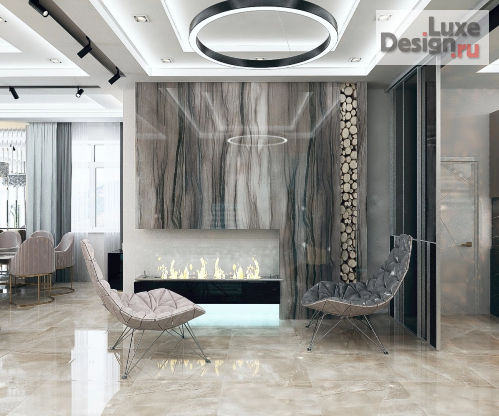 Дизайн интерьера гостиной "Дизайн каминной зоны в частном домовладении" (фото 1)