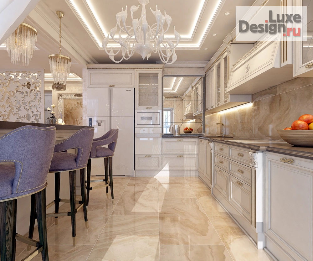 Дизайн интерьера гостиной "Кухня-гостиная в 4-комнатной квартире" (фото 6)