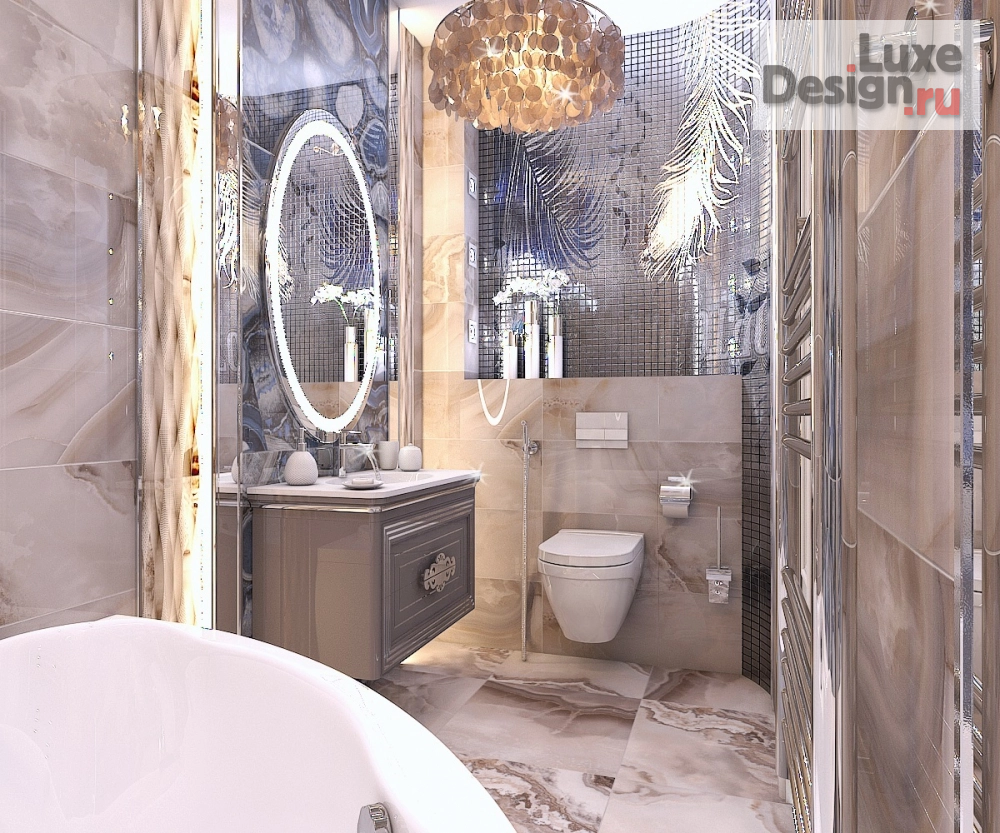 Дизайн интерьера ванной "Ванная комната в 3-комнатной квартире" (фото 6)