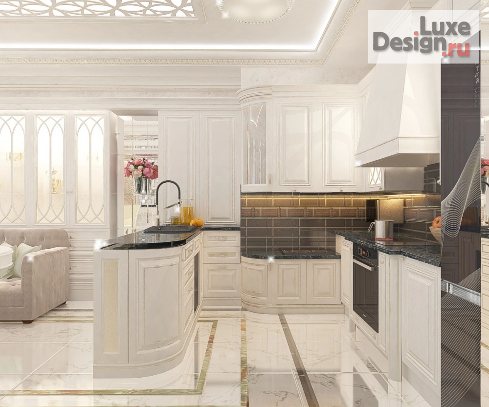 Дизайн интерьера четырехкомнатной квартиры "Кухня-гостиная в 4-комнатной квартире" (фото 7)