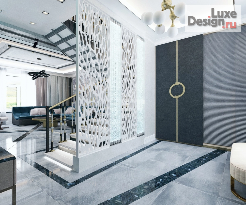 Дизайн интерьера коттеджа "Лестничный марш в частном домовладении" (фото 3)