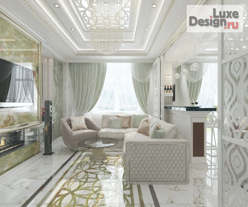 Дизайн интерьера гостиной "Гостиная в 3-комнатной квартире (вар.2)" (фото 3)