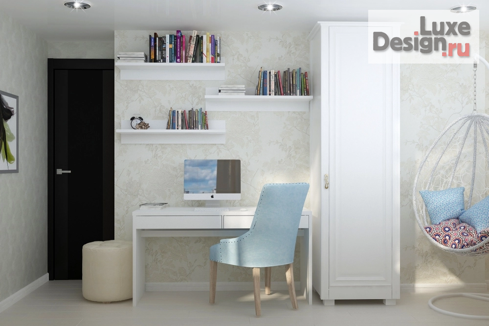 Дизайн интерьера четырехкомнатной квартиры "Рабочий кабинет на балконе " (фото 1)