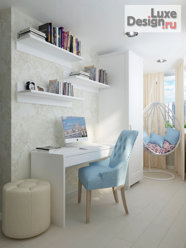 Дизайн интерьера четырехкомнатной квартиры "Рабочий кабинет на балконе " (фото 3)