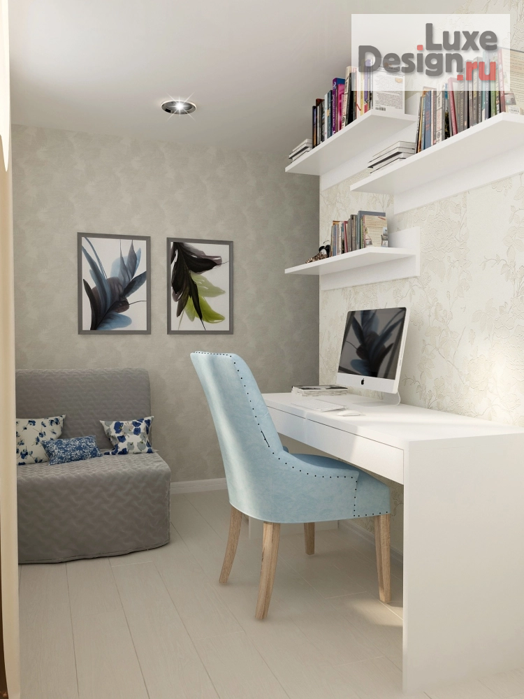 Дизайн интерьера четырехкомнатной квартиры "Рабочий кабинет на балконе " (фото 4)