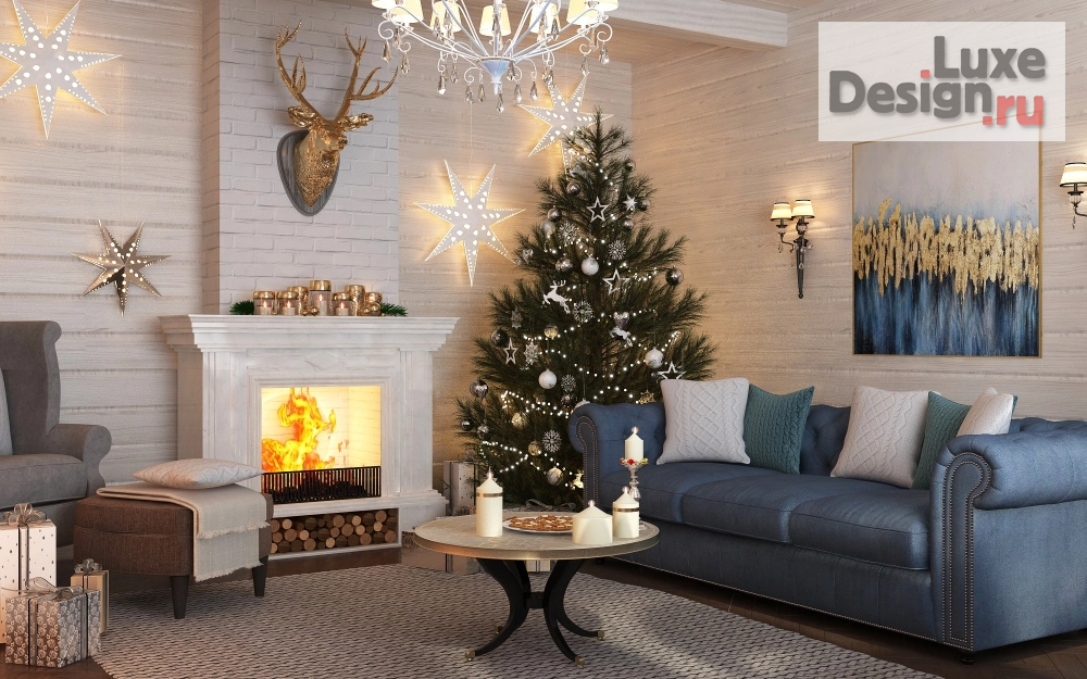 Дизайн интерьера загородного дома "Новогодний интерьер" (фото 2)