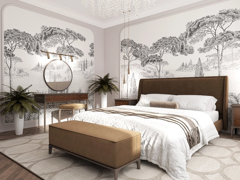 Дизайн интерьера Частного дома в Ставрополе "Спальня с оригинальными фресками"