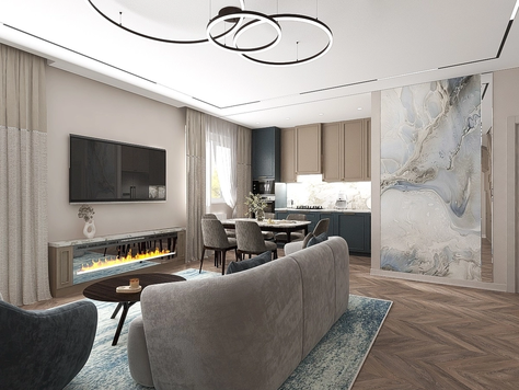 Дизайн интерьера Частного дома в Ставрополе "Кухня-гостиная для молодой семьи в современном стиле"