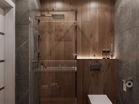 Дизайн интерьера однокомнатной квартиры в Ставрополе "Сан.узел для него"